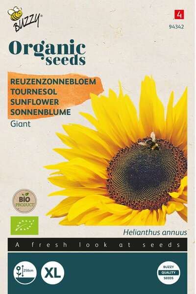 Buzzy&reg; Organic Helianthus, Reuzenzonnebloem giganteus  (BIO)
