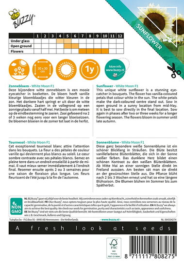 Buzzy&reg; Sunny Flowers, Zonnebloem White Moon F1