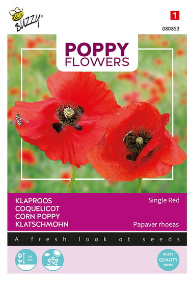 Buzzy&reg; Poppy Flowers, Klaproos Rhoeas Rood