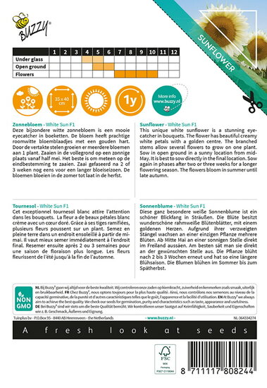 Buzzy&reg; Sunny Flowers, Zonnebloem White Sun F1