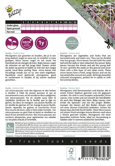 Buzzy&reg; Microgreens, Radijs Rode Daikon