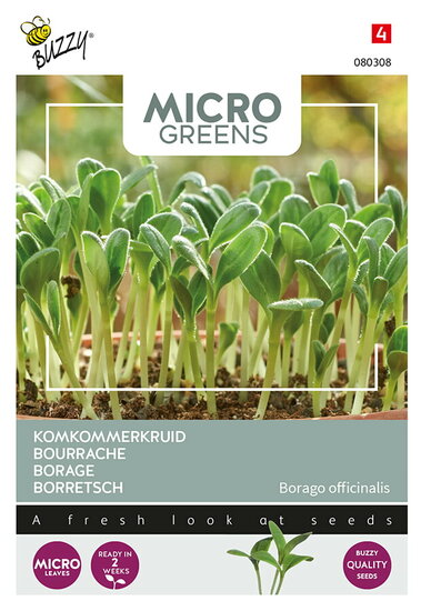 Buzzy&reg; Microgreens, Borage (komkommerkruid)