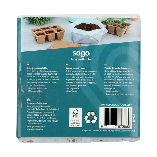 SOGO Cocopress tablet 1 liter, 10x10cm