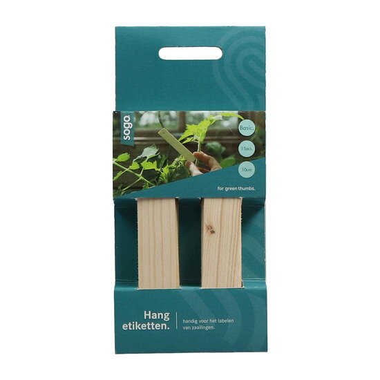 SOGO Hangetiket hout 10cm 14 stuks