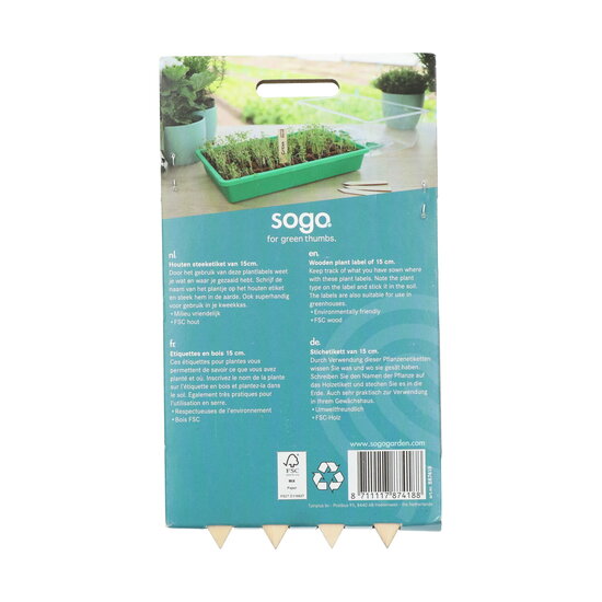 SOGO Houten steeketiket 15cm, 24st