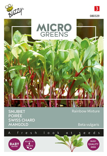 Buzzy® Microgreens, Snijbiet Regenboogmengsel Buzzy® Microgreens, Snijbiet Regenboogmengsel